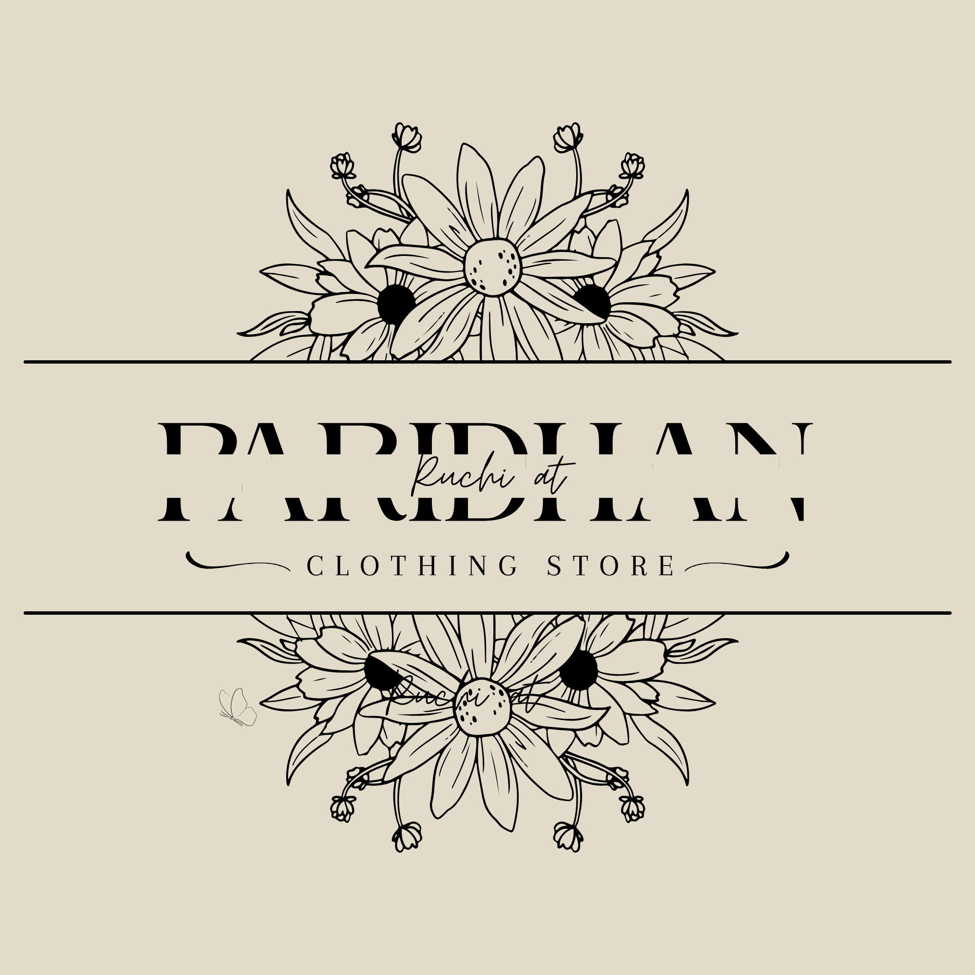 Black Beige Aesthetic Floral Lineart Clothing Store Logo Black Beige Aesthetic Floral Lineart Clothing Store Logo